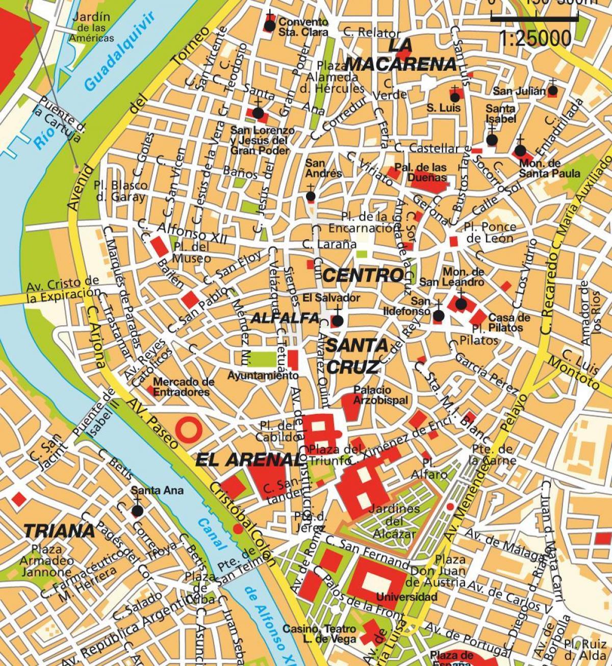 mapa ng Seville spain city centre