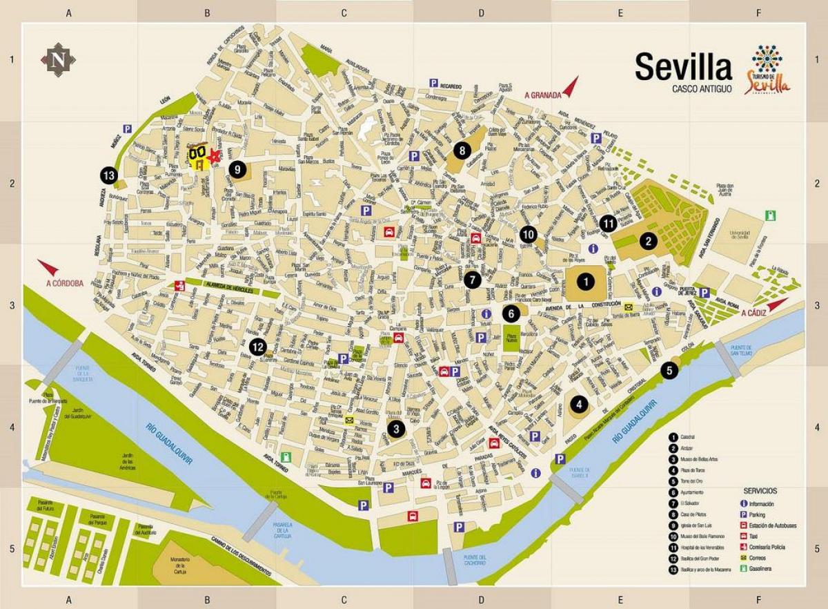 mapa ng libreng mapa ng kalye ng Seville spain