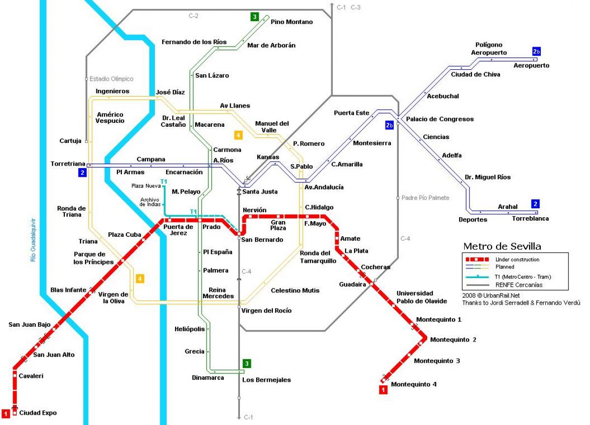 mapa ng Seville metro