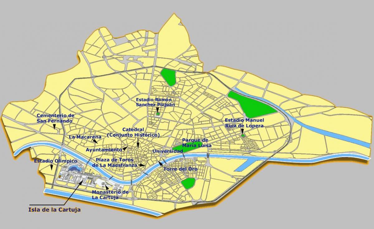 Seville spain atraksyon mapa