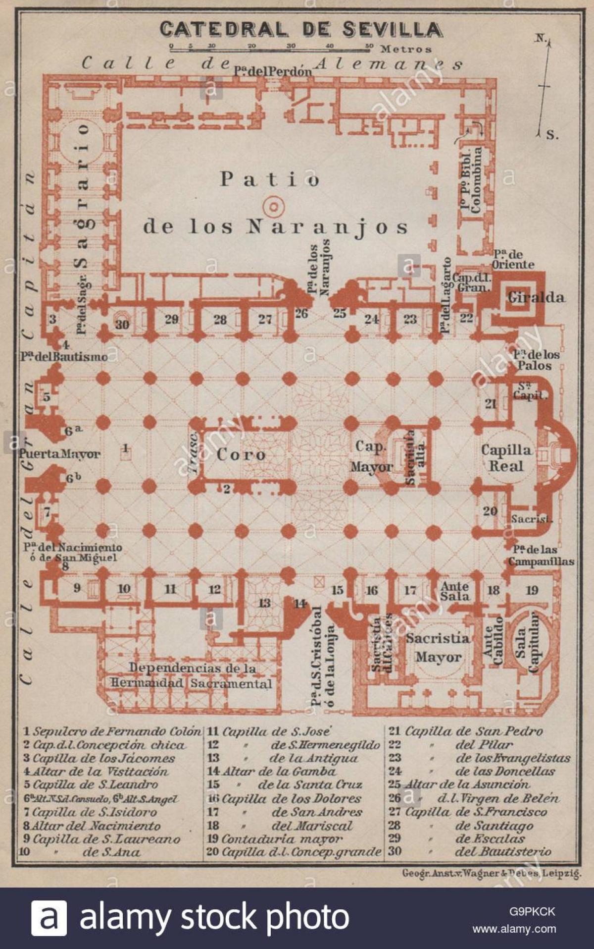 mapa ng Seville cathedral