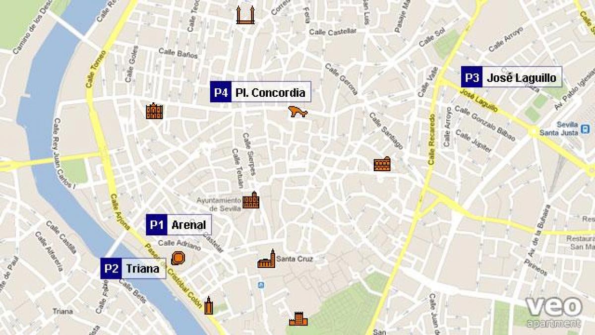mapa ng Seville paradahan