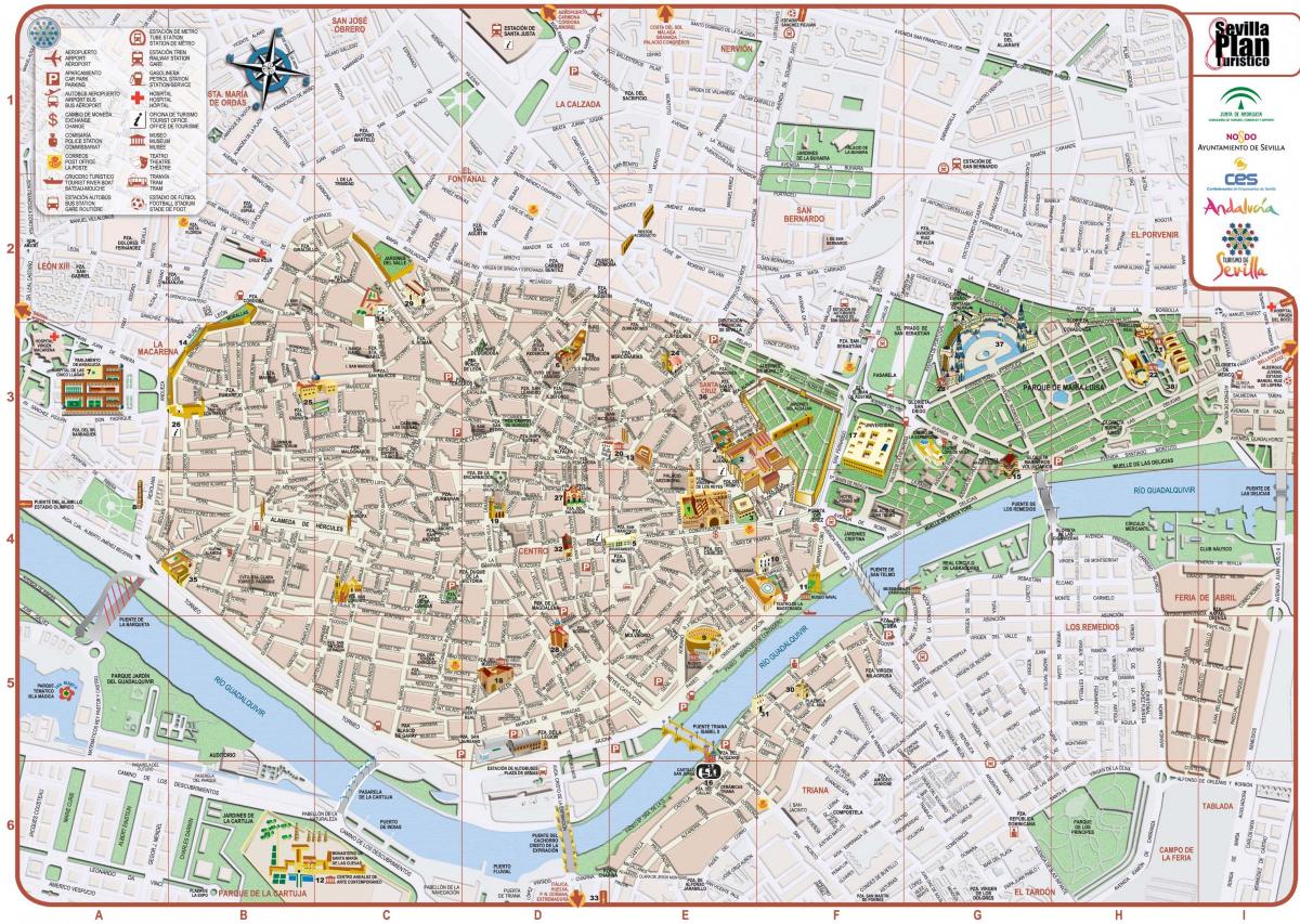 mapa ng Seville city centre 